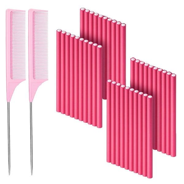 40Pcs/set 24cm Universal Curling Rod Set With Pointed Tail Comb Sponge Hair Rollers For Fluffy Curls Suitable For Long Hair