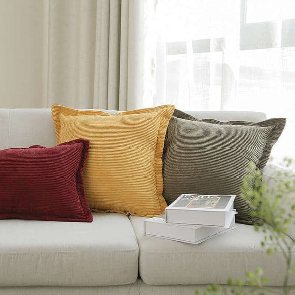 Modern Minimalist Style Sofa Cushion Striped Solid Color Corduroy Without Core Pillow Cover Pillowcase