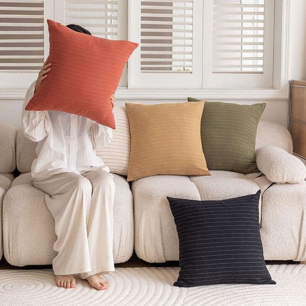 Minimalist INS Style Washed Cotton Striped Home Throw Bedroom Living Room Bed Thick Cushion Pillow Cover