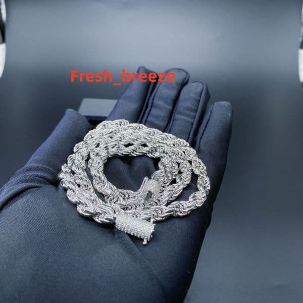 Wholesale 8mm Iced Out Miami Rope VVS D Colour Moissanite Cuban Link Chain Choker for Men 18k Gold Plated Hip Hop Rope Necklace
