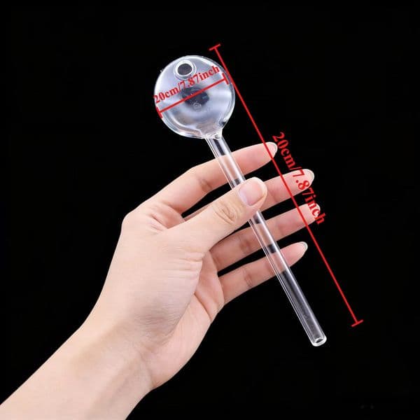 NO tax--Clear Thick heady big large 50mm ball Glass Oil Burner Smoking Hand pipes Long 20CM Glass Straw Pipe