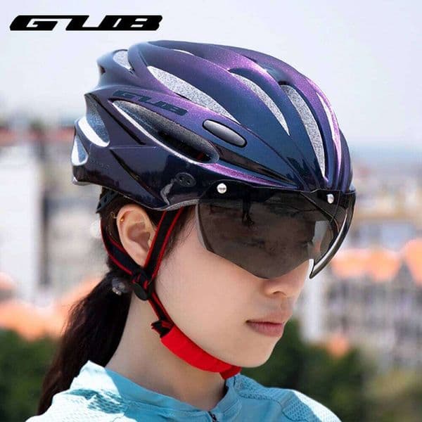 GUB Bicycle With Windproof Magnetic Bike Cycling Integrated Brim Goggles Detachable Outdoor Riding Helmet 26W0312
