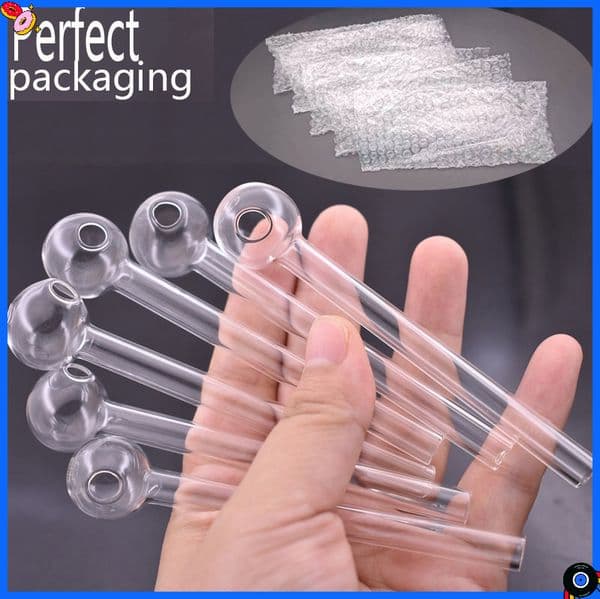 Wholesale 4inch Thick heady Clear Glass Smoking Oil Burner Pipes Smoke Straight Tube Pipe Water Hand Nail Tips Transparent