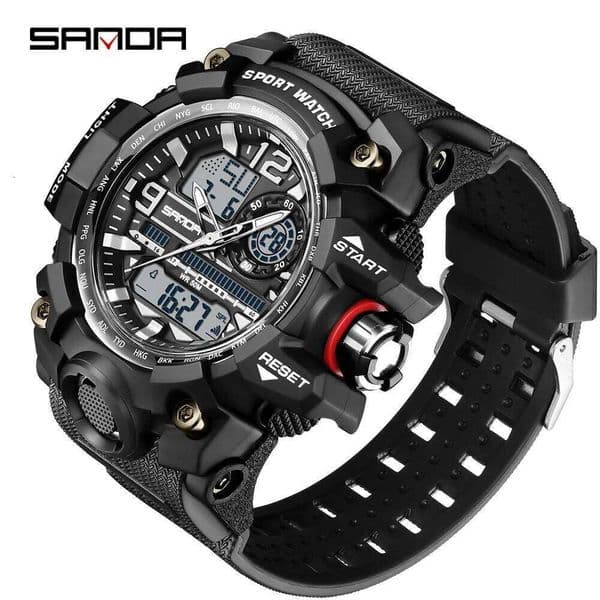 2024 Sanda Men's Sports Watch, waterproof digital timer with alarm and screen, quartz, analog, electronic, 3133