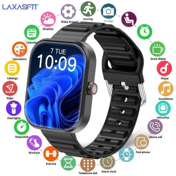 LAXASFIT New Watch with Calling Men's Health Monitoring Smart Notifications Voice Assistant Women's Smartwatch Gift