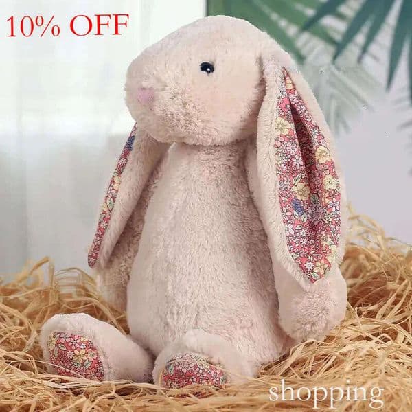 Floral print Easter New Product Flower Cloth Bonnie Rabbit Plush Toy Soothing Doll Children's Gift decorative doll