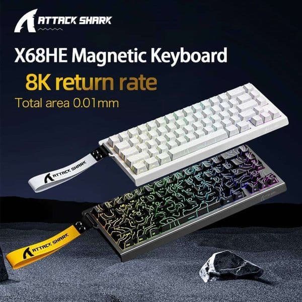 ATTACK SHARK X68HE X68Pro He Magnetic Mechanical Keyboard for Pro Gaming 0.01mm Rapid Trigg 8000Hz SOCD/Rs 0.125ms 128K Rate 26L0313