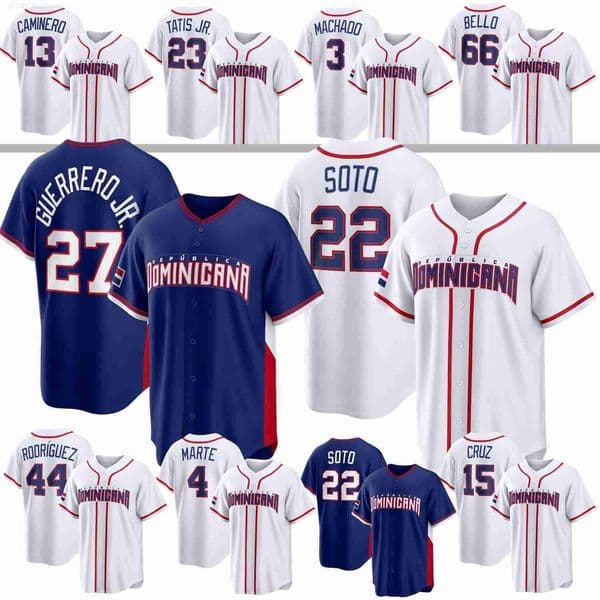 Dominican Republic World Baseball Classic WBC Jersey Vladimir Guerrero Jr Machado Fernando Tatis Jr Julio Rodriguez Juan Soto Cruz Marte Caminero Peralta Severino