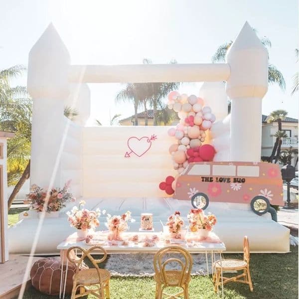 Free delivery Wedding Inflatable Bounce House jumping white Bouncy Castle Love pink light blue black colourful bouncer with blower For events party