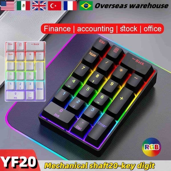 Mini Keyboard Mechanical Numeric Keyboard YF20 Wired Laptop External Keypad Mini Office Portable Keypad Chilrdren Gift Man Gifts H260313
