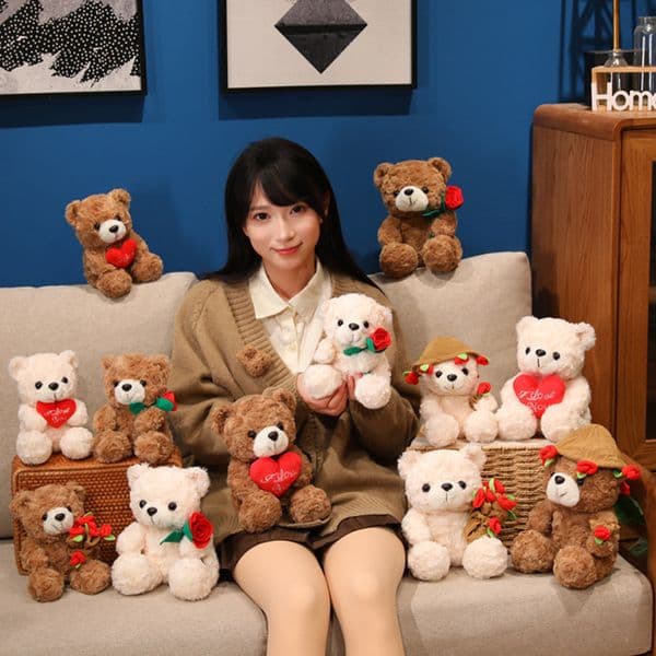 Plush Bear Doll Cuddle Bear Stuffed Animal Valentine's Day Gift Cute Plush Toy