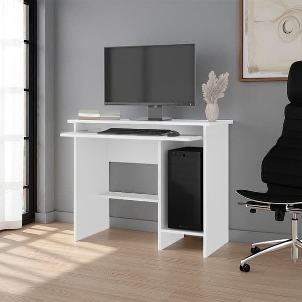 Modern Minimalist Computer Desk with Open Storage Workstation Table for Efficient Organization
