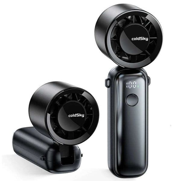 Portable Handheld Turbo 5000mAh Rechargeable 6 Speeds Foldable Neck/Desk Fan With Digital Display Pocket Small Fans 26L0313