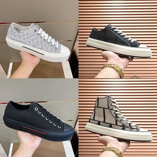Designers Vintage Print Check Striped Sneakers Men Flats Shoes Women Lettering Plaid Canvas Shoes size 35-46