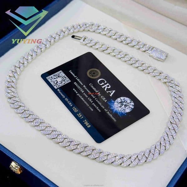 VVS Diamond 925 Silver Hip-Hop Cuban Link Chain Fashionable Raised Diamond Stylish Accessory Necklace Moissanite Chain