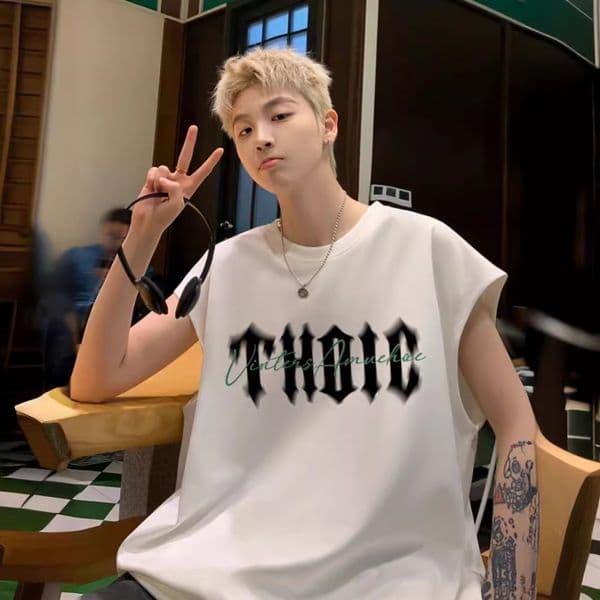 American Retro Style Sleeveless Vest Top For Men Designer T-shirt Trendy Polo Summer Loosefitting Cool Tank Top Trendy Designer Hoodie For Men
