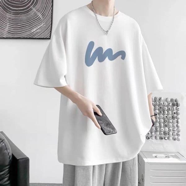 Hong Kong Style Men's Designer Hoodie Shortsleeve Loose Designer T-shirt Trendy Halfsleeve Harajuku Style Men's Clothing Trendy Korean Polo Version Top