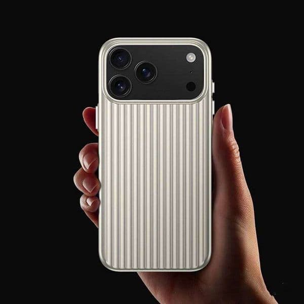 Simple 3D Stripe Phone Case for iPhone 17 Pro 16pro max 15 14 Metallic Paint Wireless Charging Anti Stain PC Cover 26L0314