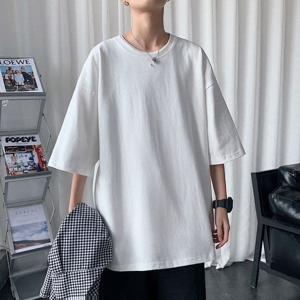 Solid Color Shortsleeve Designer Designer T-shirt Hoodie For Men Loose And Stylish Base Shirt Student Halfsleeve Casual Polo Trendy Top