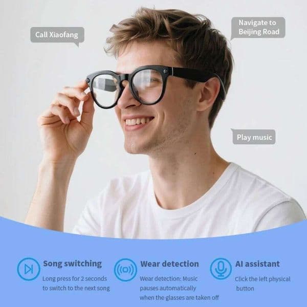 Smart Glasses 32Mp HD Camera Mini 1200P Video Recording V03-T6 Sunglasses AI Intelligeng Office Assistant Wireless BT Headset