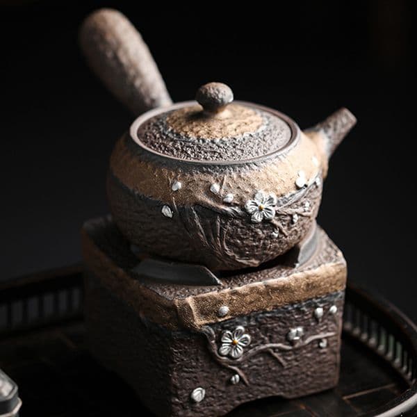 Bestseller Japanese Style Gilded Iron Glaze Handmade Vintage Warmer Candle Heating Base Ceramic Kung Fu Tea Set ddmySat