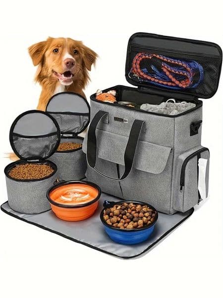 Large 6 PCS Airline Approved Dog Travel Bag Set Weekend Pet Travel Organizer with Multi-Function Pockets for Supplies H260313