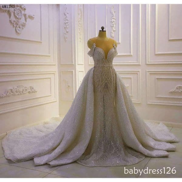 Detachable Skirt 2 in 1 Lace Wedding Dress