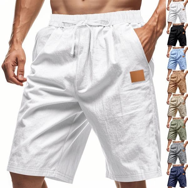 European And American Summer Solid Color Men's Essentials Shorts Thin Linen Designer Shorts Breathable Beach Essential Shorts Sports Casual Loose Shorts For Men