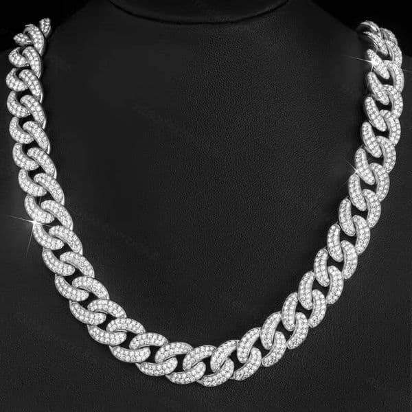 Gra Certificate 11mm Silver Cuban Link Chain Necklace VVS Iced Out Hip HopMoissanite Cuban Chain