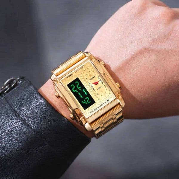 Watches Top Brand Luxury Relogio Masculino Stainless Steel Band For Male Clock Men Dual Display Wrist Watch