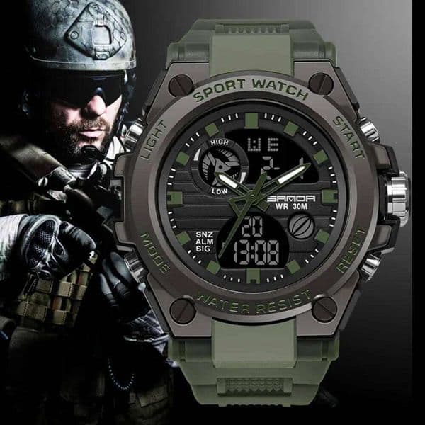 SANDA Top Luxury Watches Men Military Army Mens Waterproof Sport Wristwatch Dual Display Watch Male Relogio Masculino