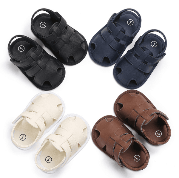 Summer Baby Boys Closed Toe Sandals Solid Color Soft Sole First Walkers Shoes 0-12 Months