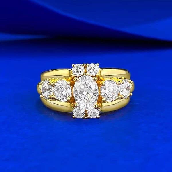 New S925 Silver 5 7 Elliptical Pigeon Egg One CT Ring for Luxury Women Set with Heavy Industry Retro Style Wedding Jewelry