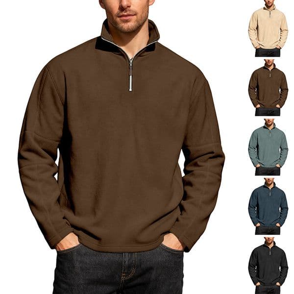 Polo European And American Solid Color Loose Designer T-shirt Casual Sports Thick Designer Hoodie Fleece Zipup Autumn And Winter Halfcardigan Swea For Men
