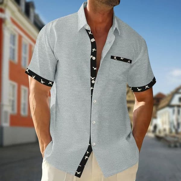 Hot Polo American Style Men's Cardigan Shirt Summer Casual Collar Designer T-shirt Printed Designer Hoodie Button Waffle Short Sleeve