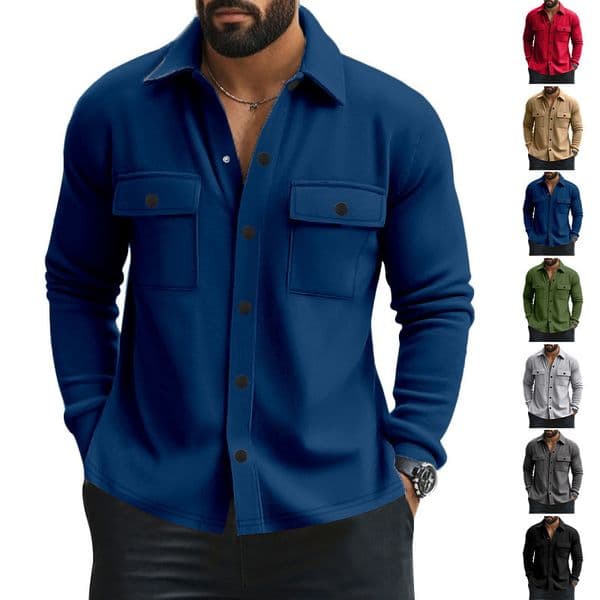 Designer Jacket Spring And Autumn European And American Casual Men's Fleecelined Collar Singlebreasted Solid Color Slim Fit Jacket Coat