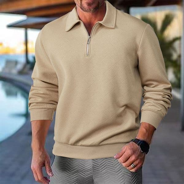 Men's Clothing Designer Hoodie American Retro Heavyweight Autumn Swea Jacquard Designer T-shirt Long Sleeve Polo Collar Halfzip Men's Top