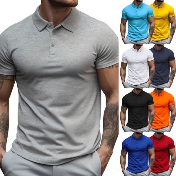 Summer New Designer T-shirt Men's Shortsleeve Collar Designer Hoodie Loose Fit Plus Size Solid Color Polo Polo Shirt