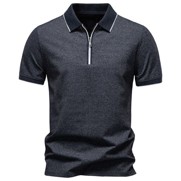 Spring/summer New Model Polo Collar Zipper Polo Shirt European Size Business Casual Men's Short Sleeve Shirt Hoodie Polo Shirt