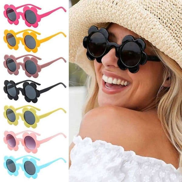 New Trendy Sunflower Sunglasses Women Retro Round Flower Sun Glasses Fun Novel Disco/Festival/Party Shades for Adults S260316