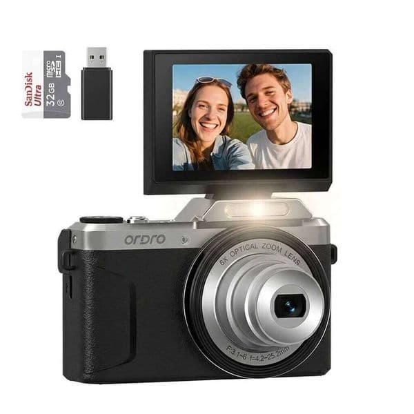 Retro Y2K Vlogging Camera - Ordro D27 4K Digital Cam with Flip Screen 26L0317