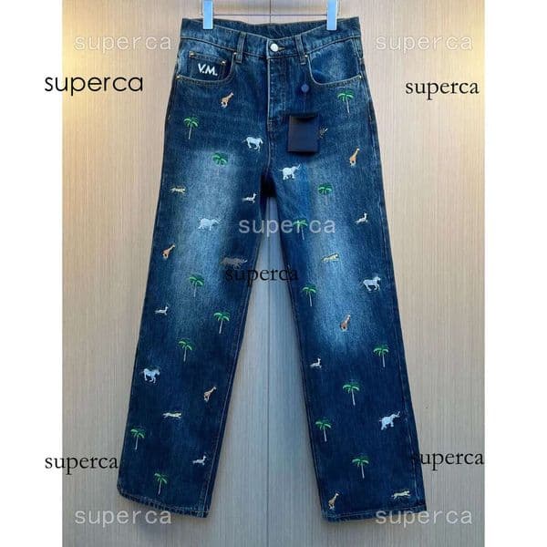 4b0 774 Men's Plus Size Animal and Plant Embroidered Jeans Pants hoodies suit hooded casual fashion color stripe printing Asian size wild breathable long sleeve 66i19