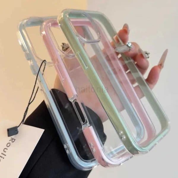 Luxury Clear Color Frame Phone Case For iPhone 16 15 14 Plus 13 12 11 Pro Max Shockproof Bumper Protective Soft Back Cover Capa H260318