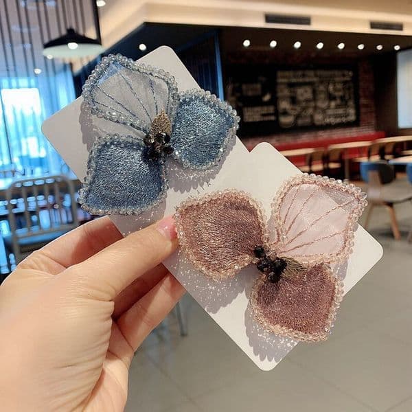 Huajiao New Butterfly Duckbill High-end Clip Children's Performance Headwear European and American Bride Hair Accessories ddmyshoesvip