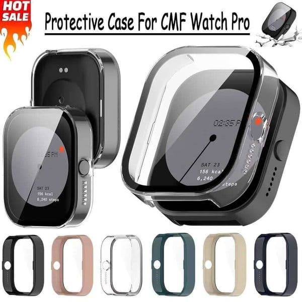 Glass+Case Accessories PC Anti-Scratch Bumper Cover+Screen Protective Case for CMF Watch Pro Shell