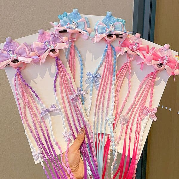Children's Super Fairy My Pony Wig Braid Sweet Girl Bow Little Princess Hair Clip ddmyshoesvip