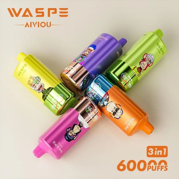 WASPE 3 in 1 60000 PUFFS Disposable Vapes Wholesale Crystal Vape Bulk Buy Puff 60K Rechargeable Vaper Puff 2% Nicotine Einweg Jednorazowe Electronique Jnr Vape Pods