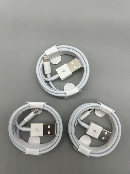 USB-A to Lightning Data Charging Cable 1M 3.3ft Power Cord for iPhone 14 13 12 11 X iPad 2.4A Fast Charge Durable White TPE Sync Wire Bulk Wholesale — detail 1