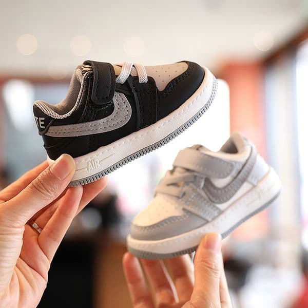 Fashion Baby Toddler Kids Sneakers Pink Grey Black White Color Non-Slip Options Hook Loop Strap Casual Shoes for Boys Girls Non-Slip Walking Sneakers Free shipping