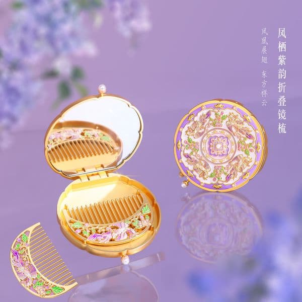 Bestseller Forbidden City Cultural and Creative Metal Makeup Touch-up Handheld Small Mirror Comb Set Travel Portable ddmytues